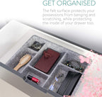 Navaris Felt Drawer Organizer Tray - Tidy Desk Drawers, Office Supplies, Jewelry, Cosmetics, Small Personal Items and Accessories - Gray