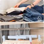 Clothes Pants Hangers, Space-Saving Skirt Holders with 360 ° Swivel Hooks, Adjustable Clips, Trouser Hangers, Clothes Coat Garment Jeans Hangers (30 Pack, Blue)