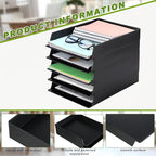 Wenqik 20 Pcs Stackable Paper Trays Rectangular Plastic Desk Holder Desktop Document File Organizer Storage Letter for Back to School Office Classroom (Black)