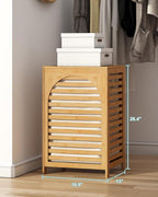 Laundry Hamper, 22.5 Gallon (85L) Bamboo Wood Clothes Laundry Basket with Lid and Handles, Removable Liner (Natural, Large)