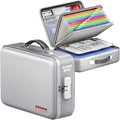 Fireproof Document Box, Hard Case Highly Flame-Resistant Fire Proof Waterproof File Organizer with Lock, Portable Fire Safe for Important Documents & Valuables Storage (Gray, ‎15"*11"*5")