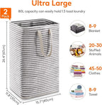 Lifewit 2 Pack Laundry Basket 80L Each, Collapsible Clothes Hamper with Reinforced Handles, Freestanding Waterproof Design for Bedroom and Laundry Room, Black 160L Total