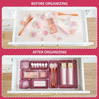 Kitchen Desk Drawer Organizers Storage for Office, Small Acrylic Vanity Trays Makeup for Drawer Bathroom Plastic Make up Organizers 25 Pcs Burgundy