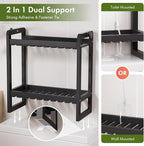 AmazerBath Bamboo Over The Toilet Storage Shelf - 2-Tier Bathroom Organizers and Storage Shelves, 2 in 1 Dual Stable Above Over Toilet Bathrooms Shelf Home Storages Rack for Small Bathroom, Black