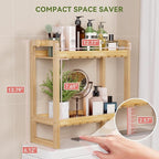 AmazerBath Bamboo Over The Toilet Storage Shelf - 2-Tier Bathroom Organizers and Storage Shelves, 2 in 1 Dual Stable Above Over Toilet Bamboo Shelf Home Storages Rack for Small Bathroom, Space Saver