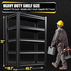 5-Tier Garage Shelving Heavy Duty, 3000LBS Garage Shelves, Adjustable Metal Shelving Unit, Garage Storage Shelves, Utility Rack Shelf, Shelves for Garage Storage, 72" H×45.7" W×20" D, 2 Pack