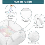 Collapsible Laundry Basket, 90L Large Foldable Mesh Pop Up Hamper for Laundry, Dirty Clothes, Bedroom, Bathroom, Dorm, Laundry Room, Travel, Camping, White