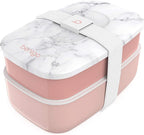 Bentgo Classic - Adult Bento Box, Stackable 3-Compartment Lunch Box with Removable Utensil Set and Sealing Strap, BPA-Free, Food Container Ideal for Meal Prep, Work, and On the Go (Blush Marble)