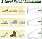Adjustable Shoe Slots Organizer,6 PACK Transparent Shoe Stackers Shoe Rack Holder Shoe Space Savers Double Layer Stack Shoe Racks for Closet Organization(Transparent)