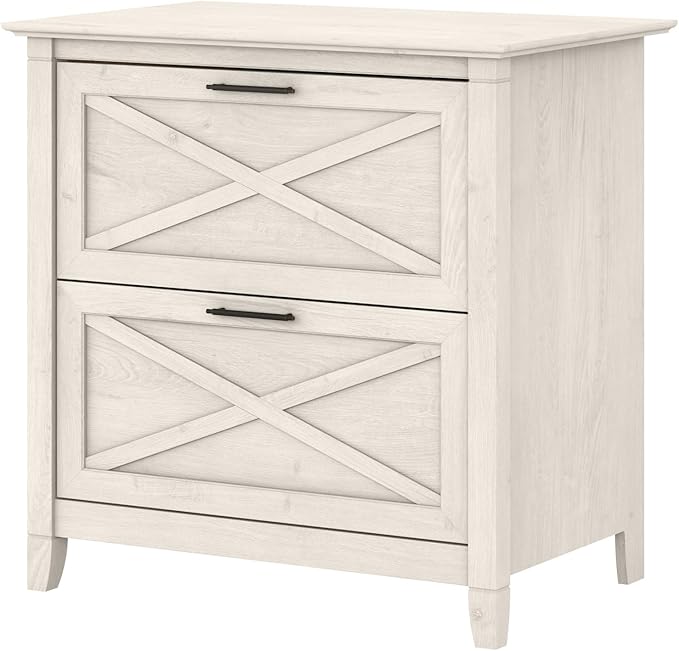 Bush Home Key West 2 Drawer Lateral File Cabinet in Linen White Oak, Document Storage for Home Office, Accent Chest with Drawers