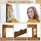 2 Set Plate Hangers, Wall Mounted Wooden Plate Display Holders, Rustic Burnt Solid Wood Frame with Black Metal Hooks for 8 to 11 Inch Plates, Platters & Dishes for Home & Kitchen Decoration