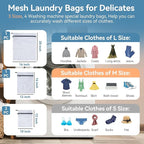 Mesh Laundry Bags for Delicates, 4Pcs Laundry Bags Mesh Wash Bags,Lingerie Bags for Washing Delicates, Laundry Bag for Delicates (1 Large,1 Medium,2 Small)