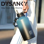 64 oz Insulated Water Bottle | Thickened Stainless Steel Water Jug for Gym and Hiking with Straw, Carrier Bag, Handle Strap | BPA-Free 64 oz