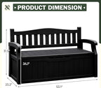 Flamaker 80 Gallon Storage Bench Outdoor Indoor, Durable All-Weather Seating with Hidden Storage, Lockable Deck Box for Garden, Patio, Poolside (Black)