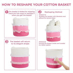 CherryNow Extra Large Woven Storage Baskets – 16'' x 17'' Cotton Rope Decorative Pink Hamper for Nursery, Toys, Blankets, and Laundry, Cute Tassel Nursery Décor for Baby & Girl