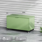 Outdoor Storage Deck Box with Wheels 150 Gallon, Aluminum Deck Boxes Outdoor Waterproof, Patio Storage Box for Home/Backyard/Pool Chemicals/Toys/Garden Tools/Porch/Patio Cushions (Green)