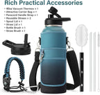 40 oz Insulated Water Bottle | Thickened Stainless Steel Vacuum Metal Portable Sports Water Jug for Gym and Hiking with Straw, Carrier Bag, Handle Strap | BPA-Free 40 oz
