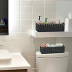Toilet Paper Baskets for Organizing[2 pack],Paper Rope Wicker Storage Basket with Handle, Bathroom Basket for Bedroom,Living Room.Nursery, (black)