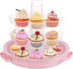 Dicunoy 24 Cupcake Carrier for Transport, 3 Tier Tall Cake Carrier Holder with Handle, Portable Desserts Storage Transporter Container Box with Lid for Pie, Cookies, Christmas, Thanks Giving Day
