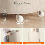 Lifewit 85L Plastic Laundry Basket with Lid, Large Clothes Hamper with Wheels and Removable Bag, Tall Collapsible Rolling Storage Bin for Dorm Bedroom Bathroom, Beige