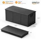 VINGLI 75 Gallon Collapsible Outdoor Storage Box, Simple-to-assemble Plastic Storage Containers with Lid, Patio Deck Box Furniture for Garden, Pool, Balcony, Yard (Full Black)