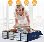 StorageRight Under Bed Storage Bags 4 Pack, 40L Large Clothes & Comforter Storage Containers with Clear Window, Breathable Fabric Organizer for Blankets, Bedding, Seasonal Clothing, Blue