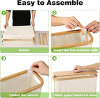 Toilet Paper Storage Basket with Bamboo Lid, Large Storage for Up to 9 Mega Rolls or 12 Regular Rolls, Toilet Paper Organizer for Bathroom (Beige)