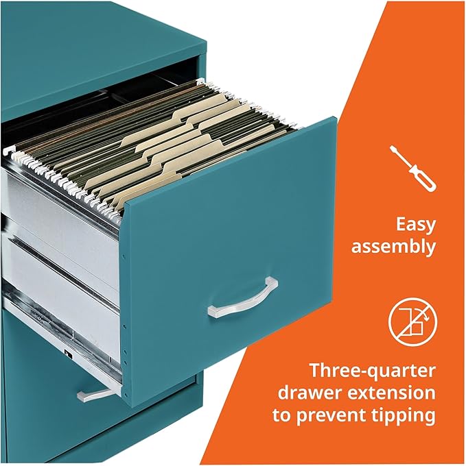 2 Drawer Locking Filing Cabinet | Pre-Assembled Steel Construction | Space-Saving Design is Perfect for Home and Small Office | Letter-Size | Assembled in North America