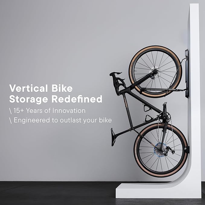 Steadyrack ProFlex Narrow Bike Rack - Vertical Wall Mount Bike Storage for Home - Roll-In Roll-Out System - Space-Saving Pivot - Fits Road, BMX, Gravel, Fender and More - Includes GearMate SteadySpine