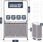 STO STO Laundry Sorter 4 Section with Hanging Bar, 4 Bag Laundry Hamper with Hanging Rod, Laundry Basket with Heavy Duty Lockable Wheels and Removable Bag for Clothes Storage, Gray