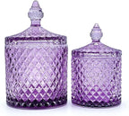 Colorful Glass Jar With Lid,Crystal Candy Dish,Cookie Jars,Purple Halloween Candy Bowl,Buffet Biscuit Containers,Decorative Jar(Large-PInk Purple)