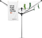 Brabantia Lift-O-Matic Advance Outdoor 4 Arm Clothesline (164 ft/Ø 1.97") Height Adjustable, Folding Clothes Drying Rack + Ground Spike, Cover + Bag of Clothespins (Gray)