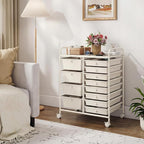 GOFLAME 12-Drawer Rolling Storage Cart, Craft Storage Cart with Removable Drawers & Lockable Wheels, Art Cart Supply Storage Organizer with Metal Frame for Home Office Classroom, White