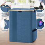 BlissTotes Laundry Basket with Lid, 150L Clothes Laundry Hamper with Handles and 2 Removable Laundry Bag, Breathable Design Hamper with Lid for Bedroom, Bathroom, Dorm, Laundry Room - Light Blue