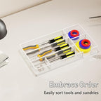 Desk Drawer Organizer Tray, Mesh Desk & Office Drawer Organizer, Suitable for Tools, Pencils & Office Supplies Storage (White)