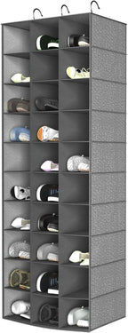 coastal rose Hanging Shoe Organizer for Closet, 30 Sections Hanging Closet Organizers and Storage Shelves Space Saving Shoe Rack Holder Hanger, Grey, 17''W×11.5''Dx 48''H