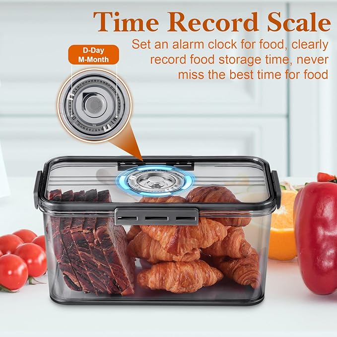 Bread Box for Homemade Bread Boxes for Kitchen Counter Airtight, Time Recording Bread Storage Container with Lid, Bread Containers Storage Airtight Loaf Bread Keeper, Large, Dark Grey