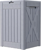 Patiowell 48-Gallon Resin Package Delivery Box for Outside, Waterproof Storage Deck Box with Lockable Secure (Grey)
