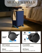 Laundry Hamper with Wheels, 110L Large Clothes Hamper with Removable Inner Bag, Collapsible Dirty Clothes Basket for Dorm, Rolling Dirty Clothes Basket for, Bedroom, Bathroom, Laundry Room