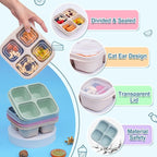 4 Pack Snack Containers, 4 Compartments Snackle Box Container, Meal Prep Reusable Lunchable Container for Adults, Microwave Dishwasher Safe, Food Storage Containers for Work Travel