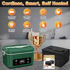 Heated Lunch Box,Pro 24000mah Electric Lunch Box,Battery Powered, 5.5 Cups Portable Food Heater-3D-5 Side Heating-Intelligent Temperature Control,Suitable For Trucks,Offices, Outdoors(Army/Green)