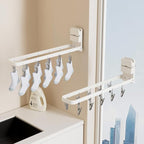 2 Pack Wall Mounted Suction Cup Clothes Drying Rack with 20 Clips, Portable & Collapsible Sock Hanger for Drying Socks, Bras, Underwear, Baby Clothes,Towels