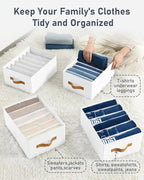 DIMJ Large Wardrobe Clothes Organizer - 8 Packs Fabric Closet Storage Organizer with Handles, Foldable Closet Organizers Dividers for Clothing Jeans Pants Sweater T-shirt