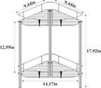 2 Tier Floor Standing Corner Shower Caddy Organizer Shelf with Hooks, Bathroom Shelves Stand Rack, Gray
