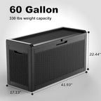 60 Gallon Deck Box,Resin Outdoor Storage Box with Lockable for Patio Furniture, Pool Accessories, Garden Tools, Waterproof Outside Storage Box, Black