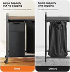 NEWBULIG Rolling Laundry Hamper with Removable Pull-Out Bag, Freestanding Clothes Basket Organizer with Wheels for Bathroom & Bedroom, 3 × 10.8 Gal (123L) - Rustic Brown & Black