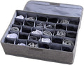 AARAINBOW Underwear Socks Ties Storage Organizer with Lids Foldable Closet Drawer Organizer 30 Cells, Fabric Wardrobe Divider Storage Box for Scarves and Lingerie (30 Cell, Gray)