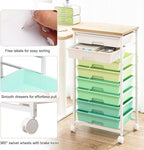 LABUK Rolling Storage Cart with Drawers Utility Cart Plastic Organizers for Classroom Dorm Office Bathroom, Makeup Palettes, Cosmetics, Nail Polish Organizer(Green)