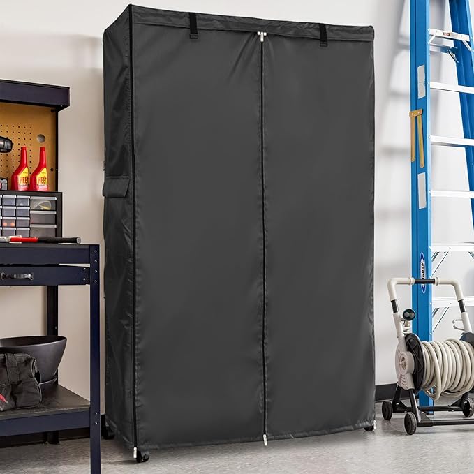 Wire Rack Covers,Heavy Duty 600D Dustproof Waterproof Storage Rack Covers for Metal Shelves,Storage Shelf Cover with Zipper for Wire Shlef,36''W x 14''D x 55''H,Black