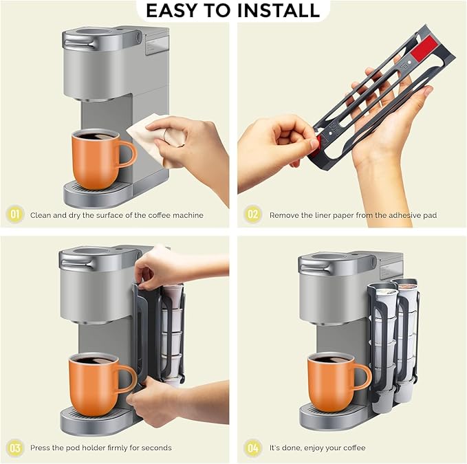 K Cup Holder for Keurig: Coffee Pod Holder for Counter Small Space - Kcup holder for Wall Mount (4, Gray)